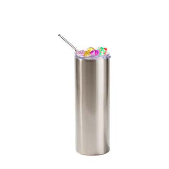 600 ml mug with straw - silver, lid with artificial coloured ice
