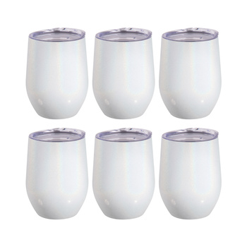Set of 6 mugs for mulled wine 360 ml for printing - iridescent white