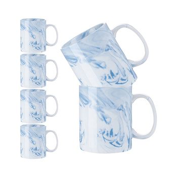 Set of 6 ceramic 330 ml mugs for printing - blue marble