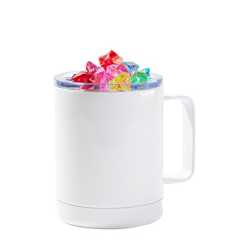 Coffee mug 300 ml - white, lid with artificial coloured ice