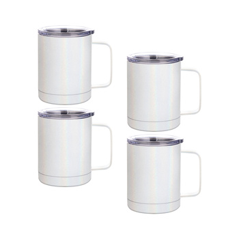 Set of 4 coffee mugs 300ml printable - iridescent white