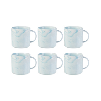 Set of 6 ceramic 350 ml mugs for printing - blue marble