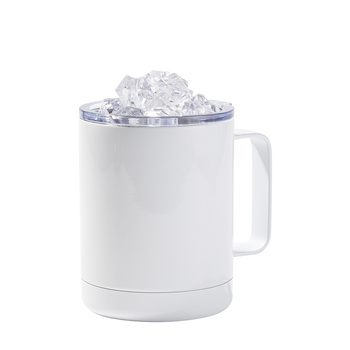 Coffee mug 300 ml - white, lid with artificial ice