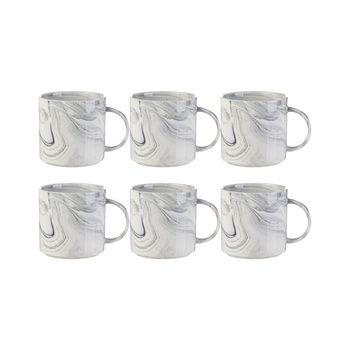 Set of 6 ceramic 350 ml mugs for printing - grey marble
