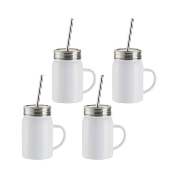 Set of 4 Mason Jar 500 ml metal mugs for printing