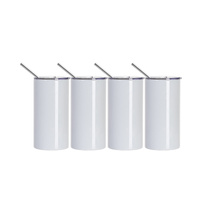 Set of 4 mugs with lockable lid and straw 600 ml for print