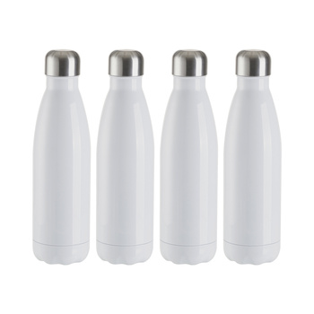 Set of 4 white 500ml stainless steel bottles for printing