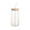 Set of 6 550 ml glasses with straw and bamboo lid for printing