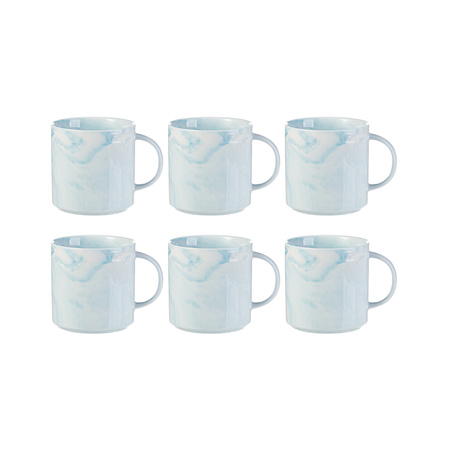 Set of 6 ceramic 350 ml mugs for printing - blue marble