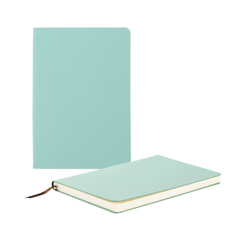 Set of 2 notebooks with leather cover for engraving - turquoise