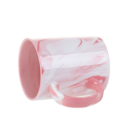 Zestaw 6 ceramicznych kubków 330 ml do nadruku - różowy marmur
