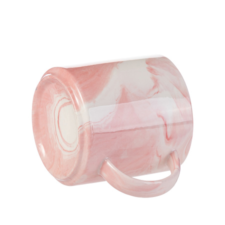 Zestaw 6 ceramicznych kubków 350 ml do nadruku - różowy marmur