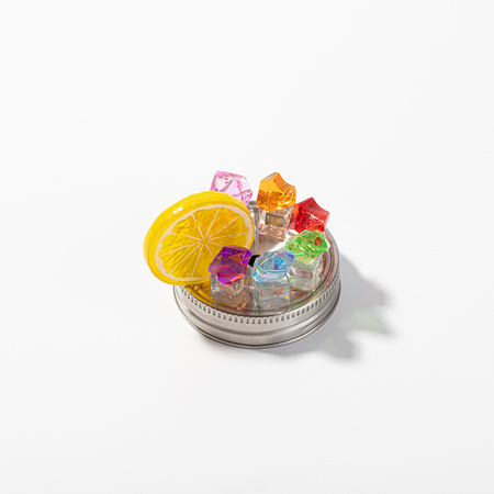 Mason Jar 500 ml mug with straw - white, lid with artificial ice and lemon