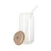 Set of 6 550 ml glasses with straw and bamboo lid for printing