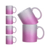Set of 6 ceramic 330 ml Glitter mugs for printing - silver and pink