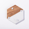 Set of 4 hexagonal marble and wood cup coasters for engraving