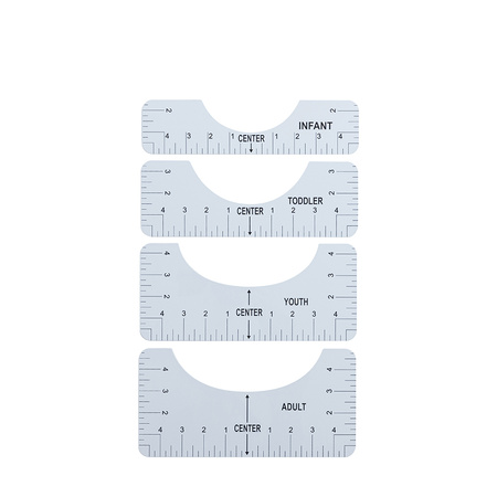 A set of templates for positioning the print on the garment