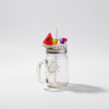 Mason Jar glass mug - lid with artificial ice and watermelon