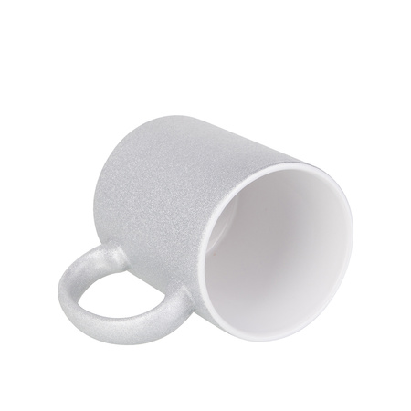 Zestaw 6 ceramicznych kubków 330 ml Glitter do nadruku - srebrny