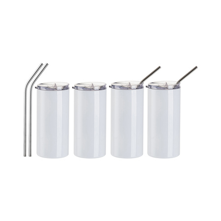 Set of 4 480 ml cups with straw for printing