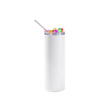 600 ml mug with straw - white, lid with artificial coloured ice