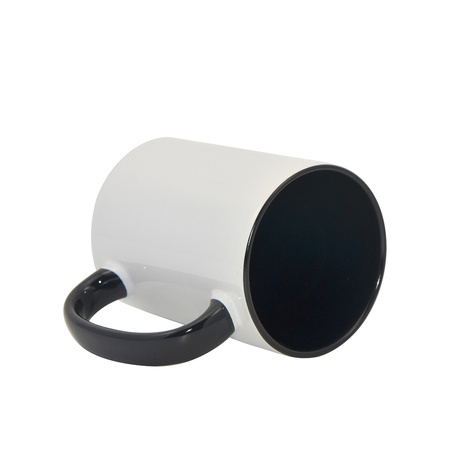 Zestaw 6 ceramicznych kubków 450 ml z czarnym wnętrzem i uszkiem do nadruku