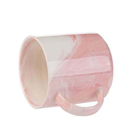Zestaw 6 ceramicznych kubków 350 ml do nadruku - różowy marmur