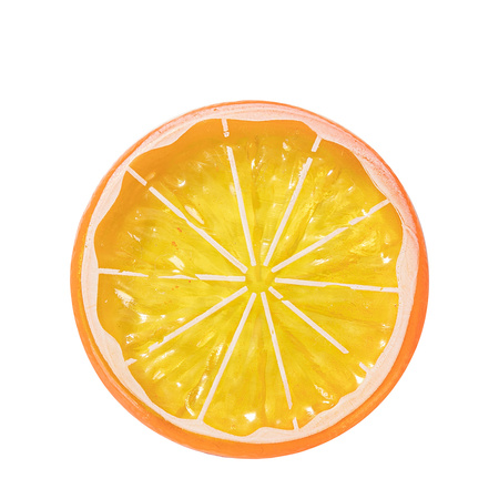 Artificial lemon slice with orange peel