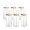 Set of 6 550 ml glasses with straw and bamboo lid for printing