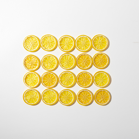 Artificial lemon slice with yellow peel