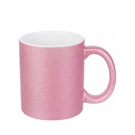 Set of 6 ceramic 330 ml Glitter mugs for printing - pink