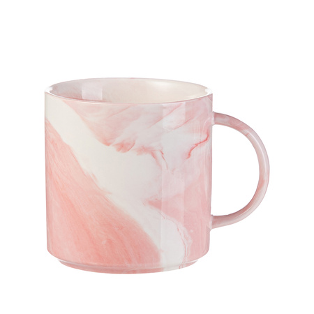 Set of 6 ceramic 350 ml mugs for printing - pink marble