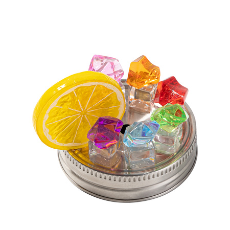 Mason Jar 500 ml mug with straw - silver, lid with artificial ice and lemon