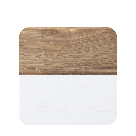 Zestaw 4 kwadratowych marmurowo-drewnianych podkładek pod kubek do graweru
