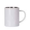 Set of 6 white 450ml stainless steel mugs for printing