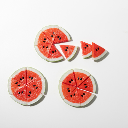 Artificial watermelon pieces