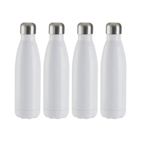 Zestaw 4 białych butelek ze stali nierdzewnej 500 ml do nadruku 