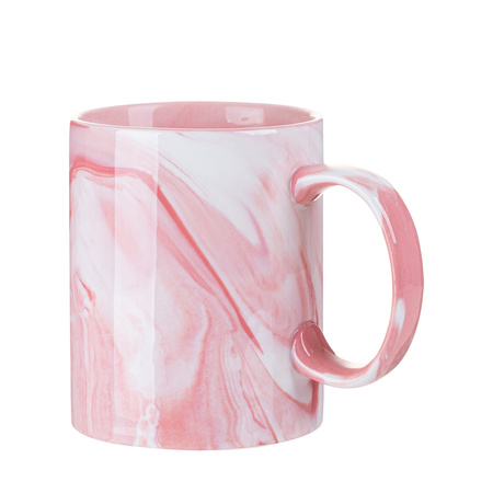 Set of 6 ceramic 330 ml mugs for printing - pink marble