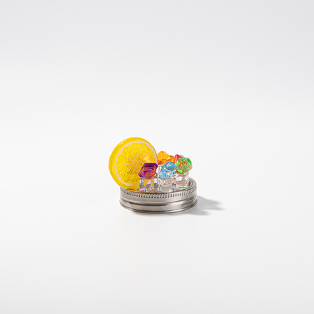 Mason Jar 500 ml mug with straw - white, lid with artificial ice and lemon