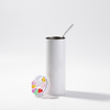 600 ml mug with straw - white, lid with artificial coloured ice
