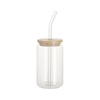 Set of 6 400 ml glasses with straw and bamboo lid for printing