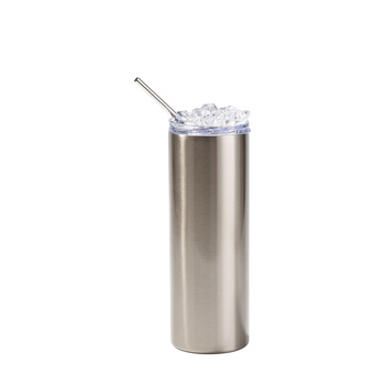 600 ml mug with straw - silver, lid with artificial ice