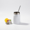 Mason Jar 500 ml mug with straw - white, lid with artificial ice and lemon