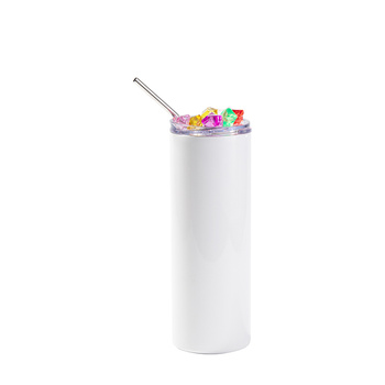 600 ml mug with straw - white, lid with artificial coloured ice