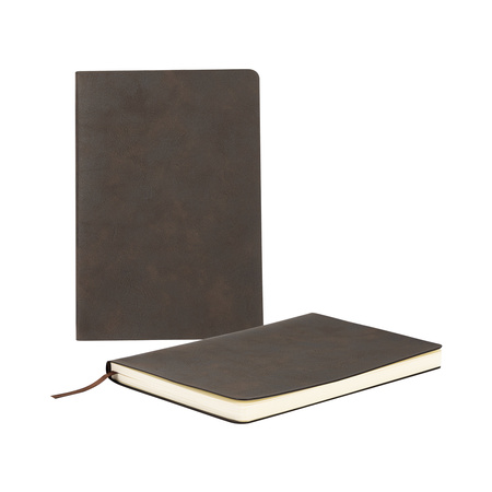 Set of 2 notebooks with leather cover for engraving - brown