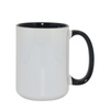 Set of 6 ceramic 450 ml mugs with black interior and handle for printing
