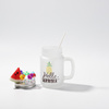 Mason Jar frosted glass mug - lid with artificial ice and watermelon