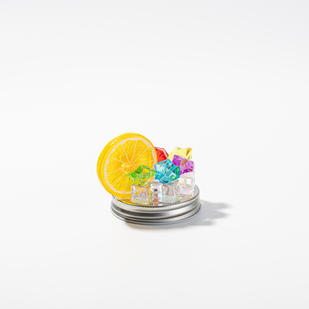 Mason Jar glass mug - lid with artificial ice and lemon