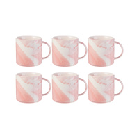 Zestaw 6 ceramicznych kubków 350 ml do nadruku - różowy marmur