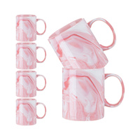 Zestaw 6 ceramicznych kubków 330 ml do nadruku - różowy marmur